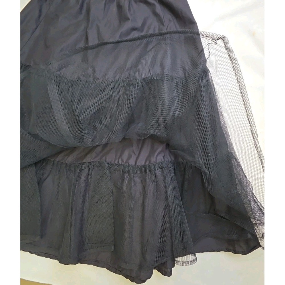 Vtg Laura Ashley Petticoat Black Cotton Tulle Great Britain 80s 90 Whimsygoth - Picture 13 of 15